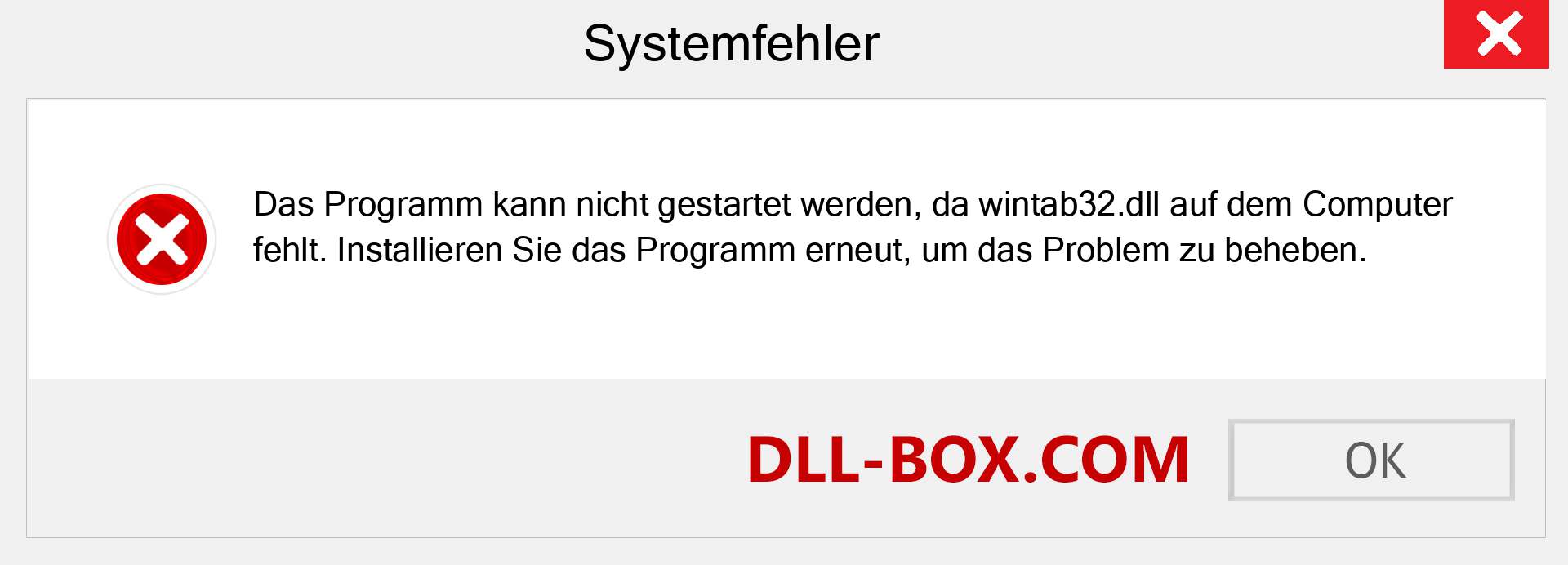 wintab32.dll-Datei fehlt?. Download für Windows 7, 8, 10 - Fix wintab32 dll Missing Error unter Windows, Fotos, Bildern